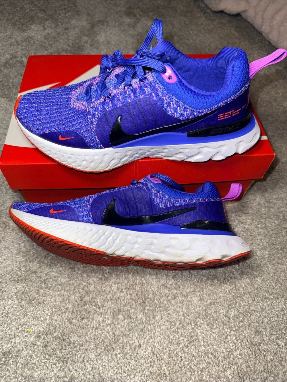 Nike React Infinity Run Flyknit 3 Women’s Size 6 Purple Running Shoes